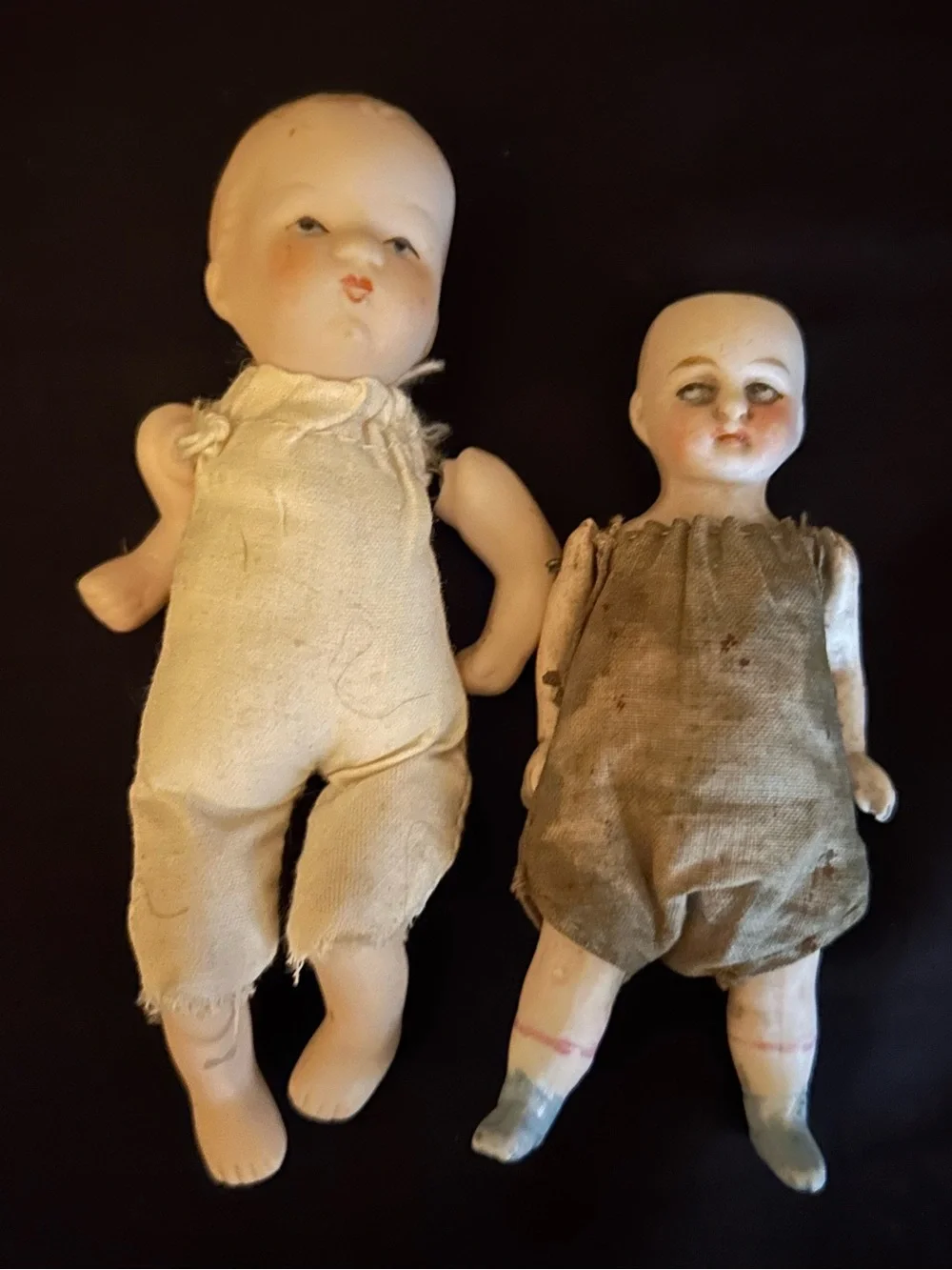 Wire Jointed Bisque Baby Dolls, 2 1/2” 4” Vintage